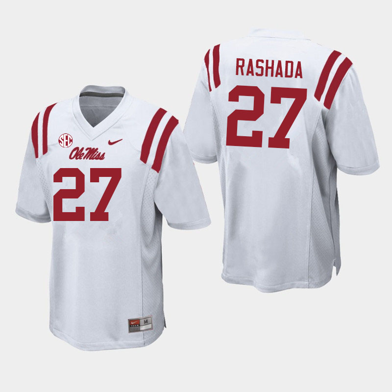 Men #27 Roman Rashada Ole Miss Rebels College Football Jerseys Sale-White - Click Image to Close
